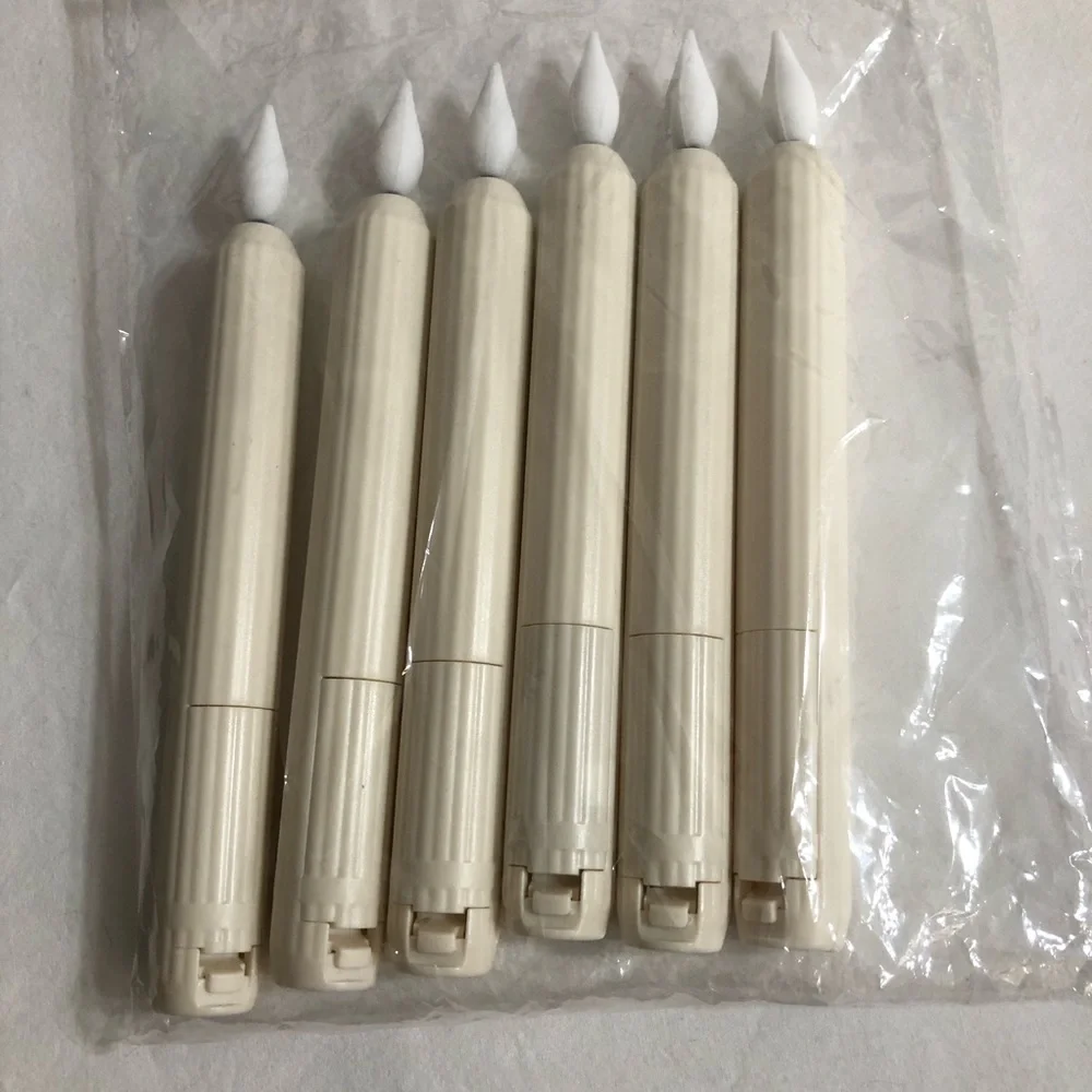6 PCs Cream Flameless LED Taper Candles.7.1”X 0.78”!